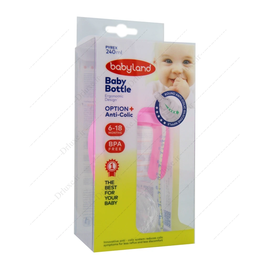 شیشه شیرخوری سرگرد دسته دار پیرکس 6-18 ماه بی بی لند